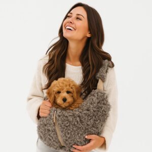 20250728_1938_Fluffy-Dog-Bag_remix_01k191mj6hfyzse0pgm3x6rpjw.jpg Hondentas Doodle Bag Taupe