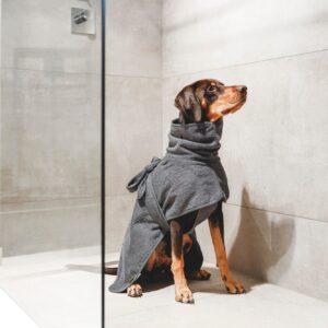 Hunde-Bademantel / Dog Bathrobe RIGA anthrazit Hondenbadjas Katoen Grijs