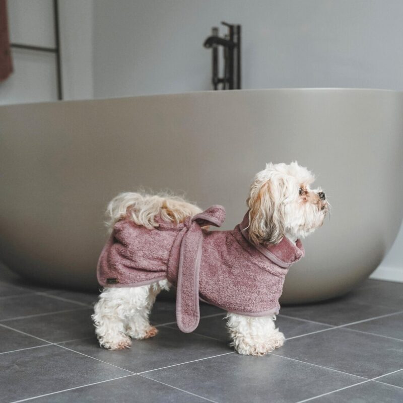 Hunde-Bademantel / Dog Bathrobe RIGA altrosa Hondenbadjas Katoen Oudroze