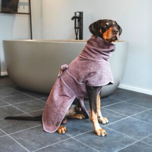 Hunde-Bademantel / Dog Bathrobe RIGA altrosa Hondenbadjas Katoen Oudroze