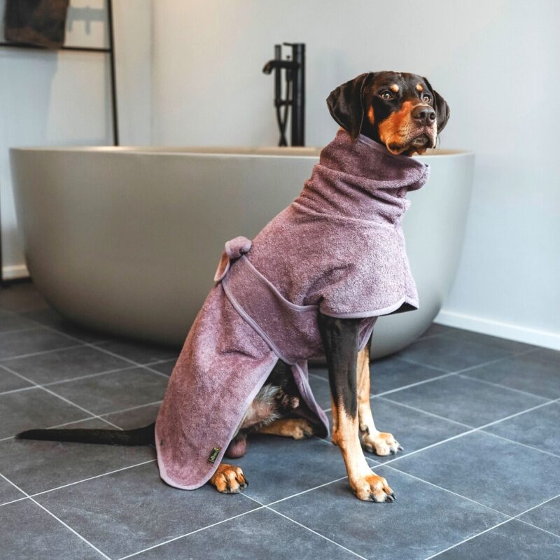Hunde-Bademantel / Dog Bathrobe RIGA altrosa Hondenbadjas Katoen Oudroze