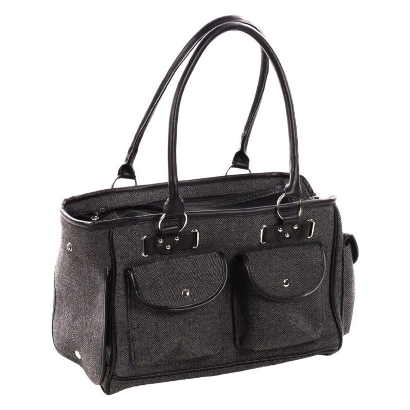 Hondentas-Textiel-Grijs-1-1.jpg Stijlvolle Hondentas Grijs