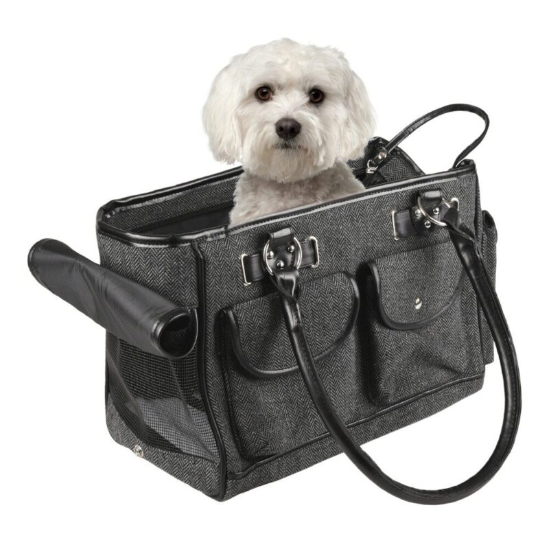 Hondentas-Textiel-Grijs-2.jpg Stijlvolle Hondentas Grijs